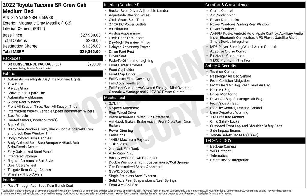 2022 Toyota Tacoma SR