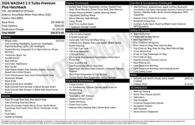 2026 Mazda Mazda3 Hatchback 2.5 Turbo Premium Plus AWD
