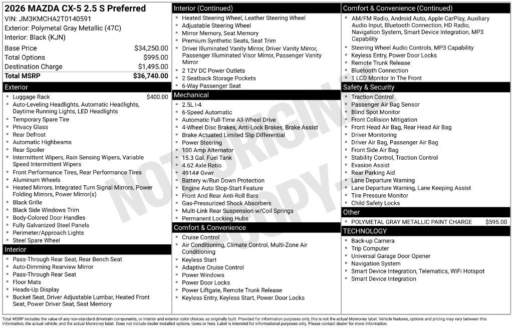 2026 Mazda Mazda CX-5 2.5 S Preferred AWD