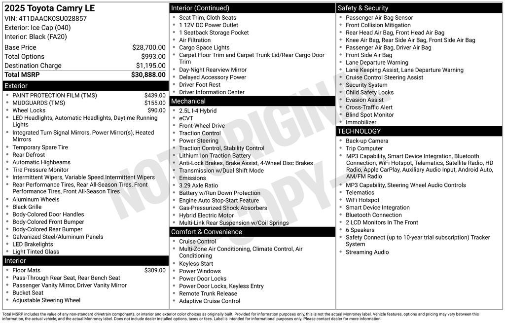 2025 Toyota CAMRY LE