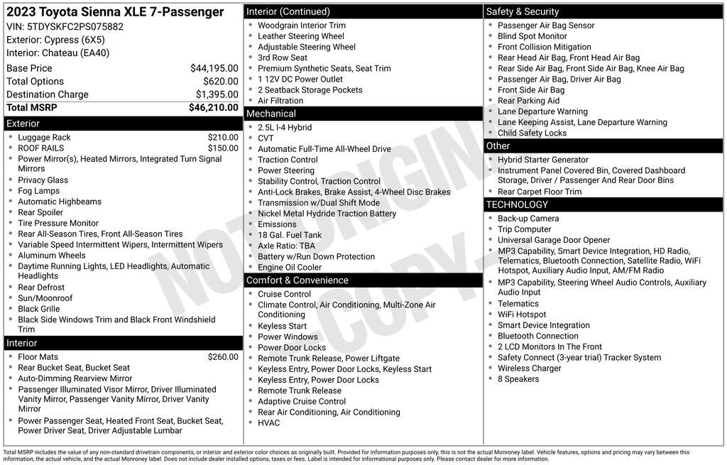 2023 Toyota Sienna XLE 7 Passenger
