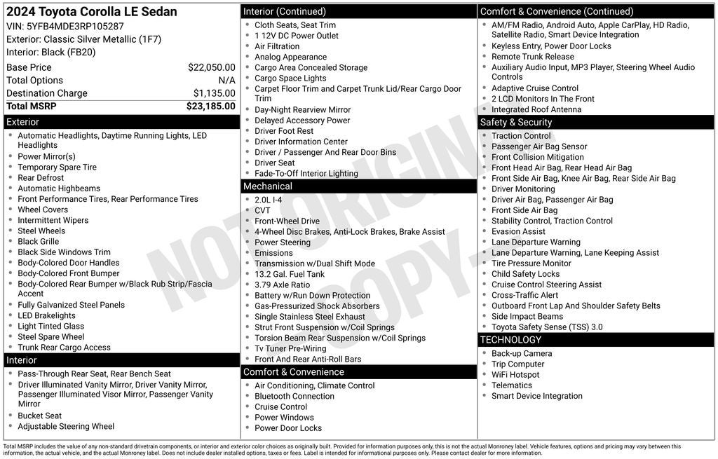 2024 Toyota COROLLA LE