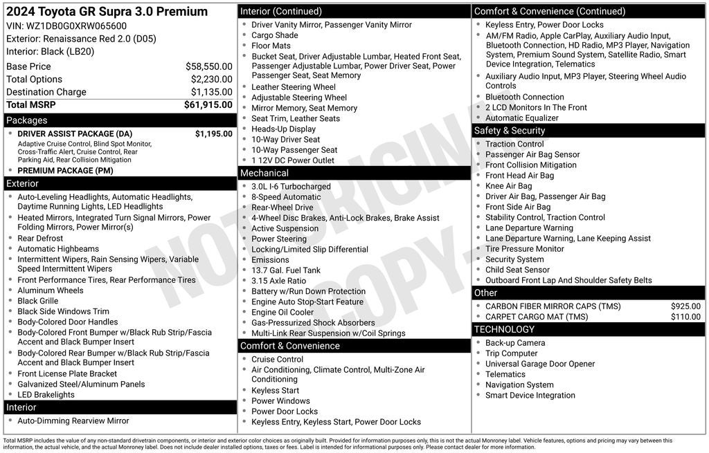 2024 Toyota GR SUPRA 3.0 Premium